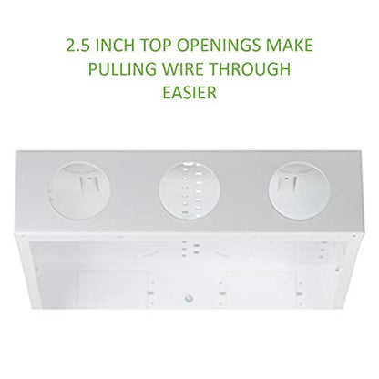 Legrand - OnQ 14 Inch Cable Management, In-Wall 20-Gauge Media Box, Structured Wiring Enclosure with 2.5 Inch Openings for Wires, Glossy White, EN1400
