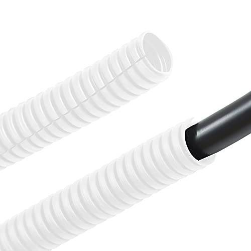 20FT 1/4in Wire Loom Split Tubing Auto Wire Conduit Flexible Cover White - color: White, size: 20FT 1/4"