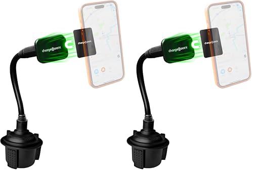 CHARGEWORX Magnetic Cupholder Phone Mount – Universal Car Cell Phone Holder with 360° Adjustable Gooseneck & Twist-Lock Base, Hands-Free Magnetic Mount for iPhone MagSafe & Android (Pack of 2) - size: No Size (Pack of 2)