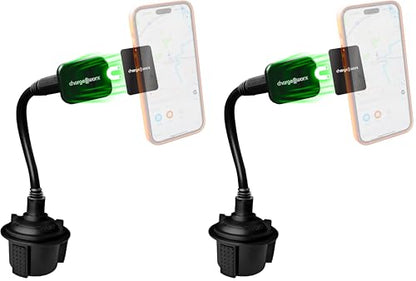 CHARGEWORX Magnetic Cupholder Phone Mount – Universal Car Cell Phone Holder with 360° Adjustable Gooseneck & Twist-Lock Base, Hands-Free Magnetic Mount for iPhone MagSafe & Android (Pack of 2) - size: No Size (Pack of 2)