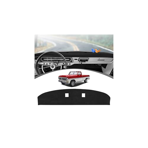 FIILINES Dash Cover for 1967-1972 Ford F100 F250 F350 Pickup Truck Interior Accessories, Dashboard Mat Dashboard Pad Carpet Dash Mat Sunshade Non-Slip Polyester Protector No Glare Black - size: For F100/ F250/ F350 1967-1972