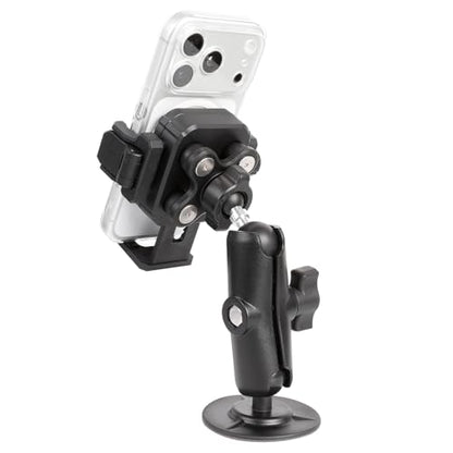 Dashboard Phone Holder for Car, Truck, Boat - Vibration Dampener [Camera Friendly] [1s Lock & Release] [Aluminum Medium Arm], Flex Adhesive 1" Ball Base Phone Mount for 4.7-7.2" Smartphones - style: Adhesive Base