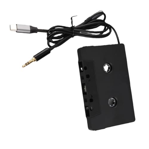 Yoidesu Car Cassette to AUX Adapter, Universal 4 Channel Output Cassette Tape Converter with 3.5mm Type C Auxiliary Cable, for Smartphones MP3 Players Car Stereos