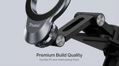 Trusmi Magnetic Car Phone Holder, Dashboard Mount Compatible with MagSafe, 360° Foldable Adhesive Car Phone Mount with Metal Plate, for iPhone 17/16/15/14/13/12, Samsung Galaxy S26/S25/S24, Pixel etc