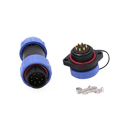 SP21 9 Pin Waterproof Industrial Power Connector Male Cable Plug and Female Screw-Mount Socket Aviation Circular Quick Disconnect Corrosion Resistance for LED Automotive Solar Generator - style: 9pin