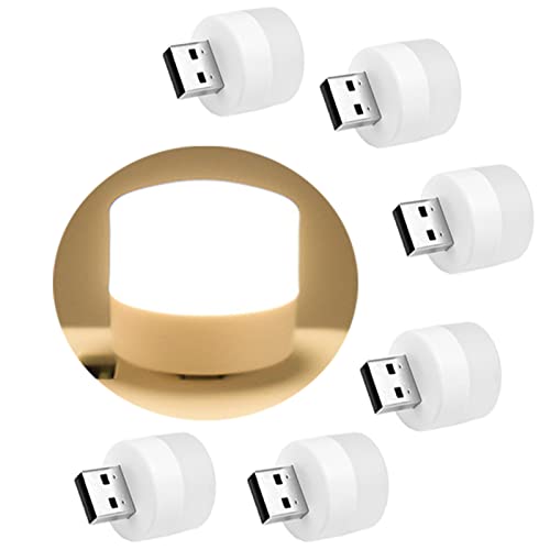 USB Night Light, LED Mini Light Bulb, Plug in Night Light, Small Night Lights, Warm White, USB Light Bulb for Bedroom, Bathroom, Hallway, Nursery, Kitchen, Car Tiny Light 6PS (6 Warm) - color: 6 Warm
