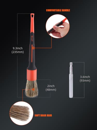 Car Detailing Brush Set, 5 Pack SPTA V2.0 Soft Boar Hair Auto Detail Brush Kit with Drill Adapter, for Automotive Interior Exterior Dashboard Engine Bay Seat Leather, Can be Used in Electric Drills - color: 5pcs Car Detailing Brush Set With Adapter