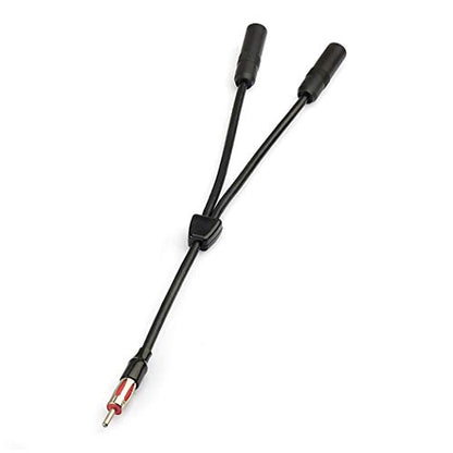 Bingfu Car FM AM Antenna Splitter Adapter Cable, DIN Male to 2 Female Connector for Vehicle Truck SUV Stereo Head Unit Receiver - DIN 1 to 2 Female Antenna Extension Adapter