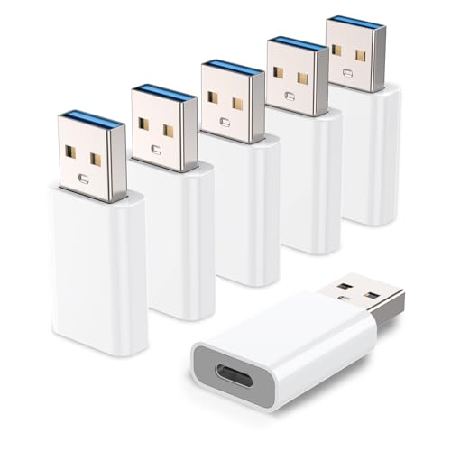 MOSWAG USB-C to USB Adapter, 5Gbps, 3A, MagSafe, iPhone, Galaxy, 6 Pack - color: White, size: 6 pack