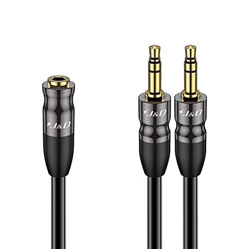 J&D 3.5 mm to 2X 3.5 mm Cable, Gold Plated Joint Copper Shell Heavy Duty 3.5mm 1/8 inch TRS Female to Dual 3.5 mm 1/8 inch TRS Male Y-Splitter Stereo Audio Adapter Cable, 0.65 Feet - size: 0.65 Feet