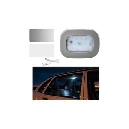 Car Interior Ceiling Roof Lights, 10LED Magnetic USB Rechargeable Vehicle Dome Lamp, Wireless Battery Powered Automotive Roof Lights, Universal for SUV Caravan Truck (Gray) - color: Gray