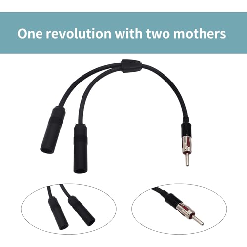Car AM FM Splitter Adapter，1 Male and 2 Female Y Adapter Connectors，Auto Radio Stereo Extension Cable，Suitable for Cars, SUV, Truck