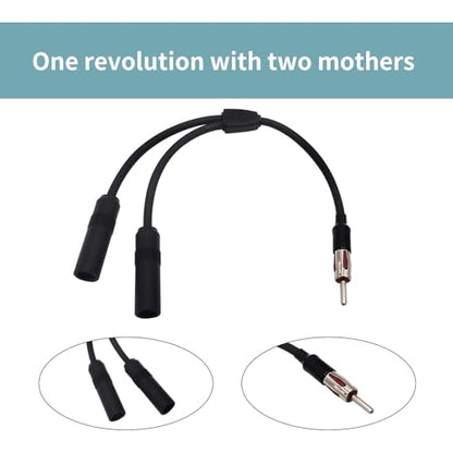 Car AM FM Splitter Adapter，1 Male and 2 Female Y Adapter Connectors，Auto Radio Stereo Extension Cable，Suitable for Cars, SUV, Truck
