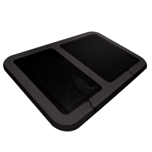 2-Pocket Dashboard Organization Pad for Boats, Peel and Stick Double Compartment Foam Dash Pad for keys, fishing tools, smartphones, pump out tokens (Charcoal + Black) - color: Charcoal + Black