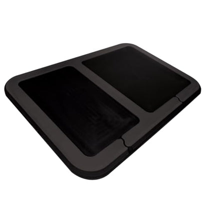 2-Pocket Dashboard Organization Pad for Boats, Peel and Stick Double Compartment Foam Dash Pad for keys, fishing tools, smartphones, pump out tokens (Charcoal + Black) - color: Charcoal + Black