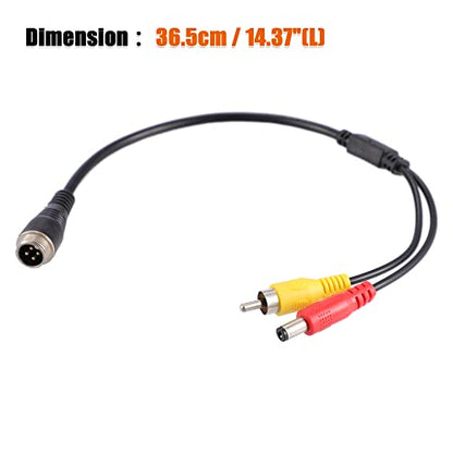 X AUTOHAUX 2pcs Car Camera Adapter 4 Pin to RCA Adapter M12 4-Pin Male to RCA AV DC Male Connector Wire Monitor Video Cable Adapter