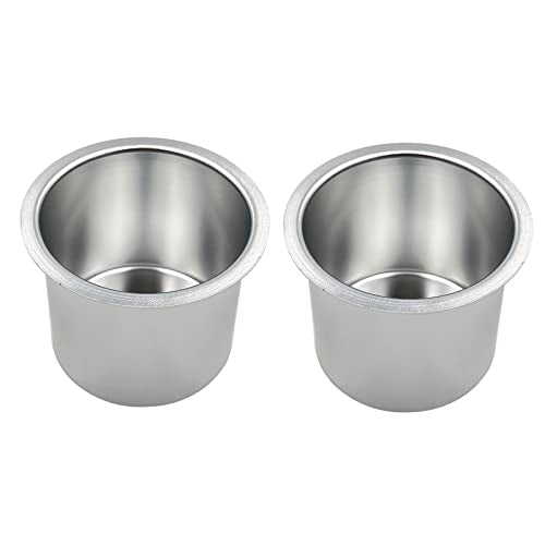 SEETOOOGAMES Jumbo Aluminum Drop-in Poker Table Cup Holder Insert (Pack of 2) (Silver) - color: 2pcs Silver