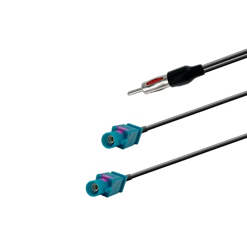 Splitter Cable DIN Male to Dual Fakra Z Male Car Radio Antenna Splitter Cable Fakra Z Plug to DIN Plug to Cable RG174 39CM/15IN for AM/FM Car Radio Antenna - size: Dual Fakra DIN