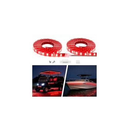 12V Marine Boat LED Light Strip Super Bright, 2 Pack 2FT IP68 Fully Waterproof RV Front Cap Lights, Golf Cart Underglow Roof Lights Strip for Truck ATV UTV SUV Car Pickup Trailer, Cuttable, Red - color: Red, size: 2FT