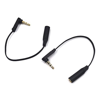15cm 1/8" 3.5mm TRS Jack Extension Audio Flat Cable, 2 Pack, 90 Degree Angle 3.5mm 3 Pole Stereo Plug Male to Female Extender Headphone Headset AUX Cord - color: AM to FM
