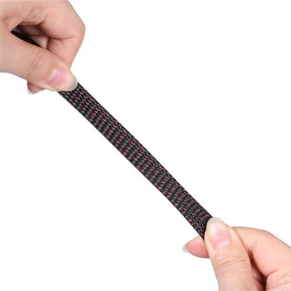 25ft - 3/4 Inch Cable Management Sleeve Protector,Wire Loom PET Expandable Wire Sleeving for Office TV Computer Home Theater Engine Bay Cord Organizer,Protect Cables from Pet Cat Dog Chewing,BlackRed