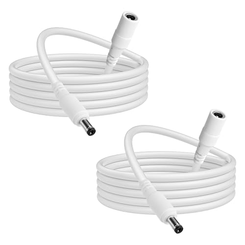 12V DC Power Extension Cable 10 Feet (2-Pack), 5.5 mm x 2.1 mm 5521 Male to Female 5V 9V 12V 24V Plug Supply Adapter Power Cord for CCTV Security Camera, IP Network, DVR Standalone, LED Strip, Router