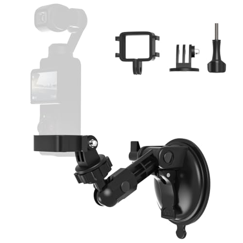 DJI OSMO Pocket 4/3 Suction Cup Mount, Car Windshield Window Dash Holder with Expansion Adapter Compatible with DJI OSMO Pocket 4/3, Insta360 X5 X4, GoPro Hero 13 12 11 10 9, Action 5 Pro 4 and More