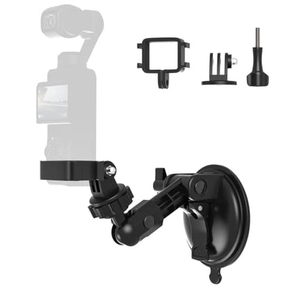 DJI OSMO Pocket 4/3 Suction Cup Mount, Car Windshield Window Dash Holder with Expansion Adapter Compatible with DJI OSMO Pocket 4/3, Insta360 X5 X4, GoPro Hero 13 12 11 10 9, Action 5 Pro 4 and More