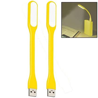 Mini Flexible Light, Portable USB Led Reading Night Lamp for PC Laptop Computer Notebook Power Bank - 2 Pack (Yellow) - color: Yellow