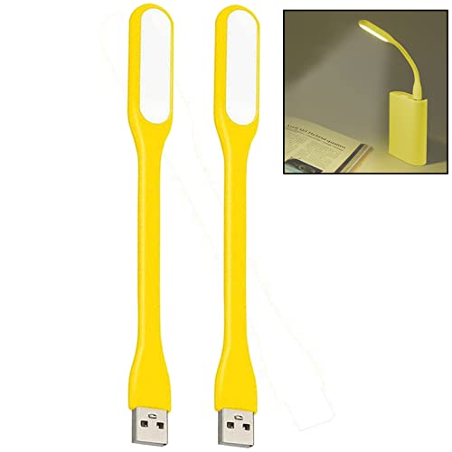 Mini Flexible Light, Portable USB Led Reading Night Lamp for PC Laptop Computer Notebook Power Bank - 2 Pack (Yellow) - color: Yellow