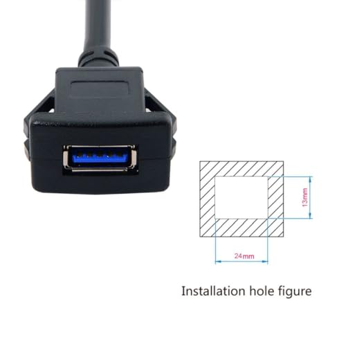 chenyang USB 3.0 Flush Mount Male to Female Extension Cable for Car Dashboard Panel Mount 1.0M - color: Male to Female with Latch