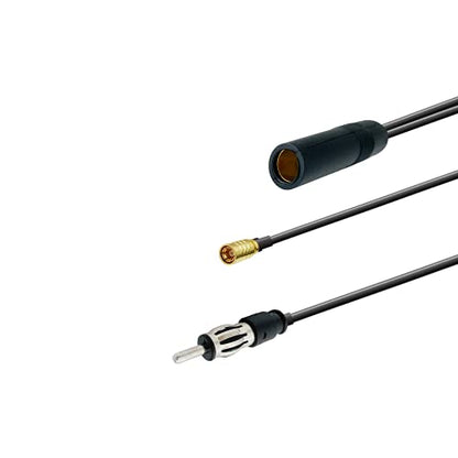 Splitter Cable SMB Female DIN Male Plug to DIN Female Socket Cable RG174 40 CM/15.8 in for AM FM Car Radio Antenna - size: SMB-DIN
