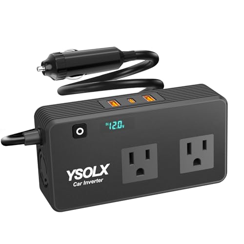YSOLX 300W Car Inverter Power Outlet Dual AC Car Plug Adapter Outlet - color: Gray, size: 300W