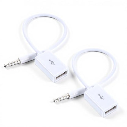 2-Pack AUX to USB Adapter, 3.5mm Male Audio Jack to USB 2.0 Female Converter Cable Only for Car AUX-in with MP3 Decoder