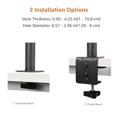 Amazon Basics Adjustable Dual Monitor Desk Mount, Supports up to 32 inch Monitors and 22 lbs per Arm, Adjustable Tension, VESA 75x75/100x100, Black - size: Dual, style: AdjustableMonitorArm