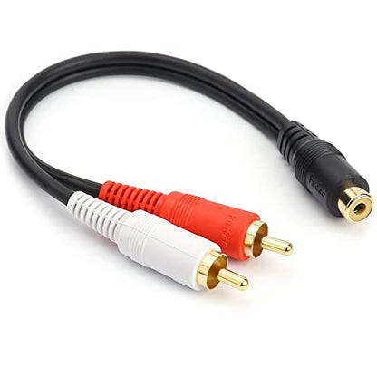JSJ RCA Splitter Cable Female to 2 Male, 8 Inch Gold Plated OFC Y Adapter - size: RCA F - 2 RCA M/0.5FT