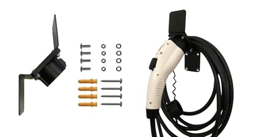 EVSE EV PHEV Electric Vehicle Charger Charging Cord Hanger and Plug Nozzle Dock Holster Holder Compatible with SAE J1772 Angle Heavy Duty Steel Cable Organizer Hook