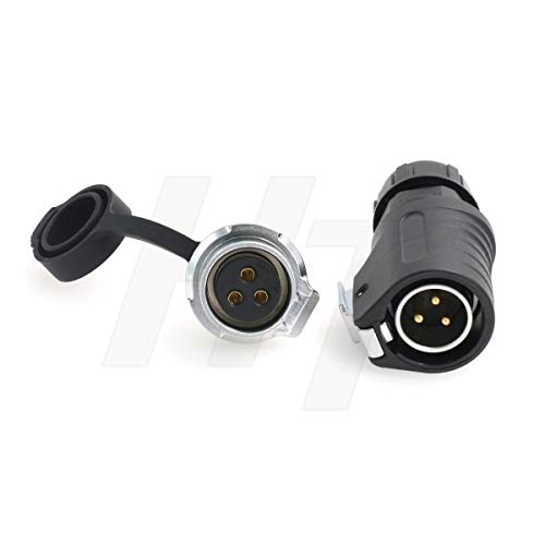 HangTon LP20 3 Pin Aviation Circular Connector Quick Disconnect 30 Amp Power Bulkhead Male Cable Plug Female Panel Socket (Rear-nut Mount) - color: Rear mount, size: 3-pin