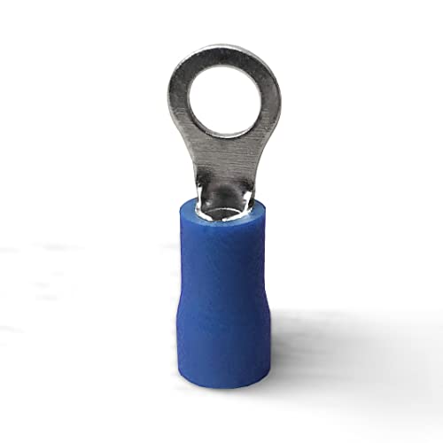 ANGSTROM #8 Bolt Ring Terminals, Insulated Electrical Crimp Connectors 100pcs (16-14ga Blue) - color: 16-14ga Blue, size: #8 Stud