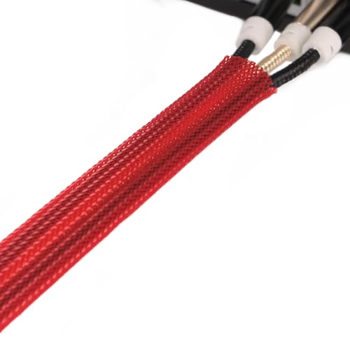 25ft PET Expandable Braided Cable Sleeve 1/3inch(8mm) Pet Braided Cable Sleeve for Audio Video Device Wire Automotive Wire (Red) - color: Red, size: 8mm"(1/3 inch)