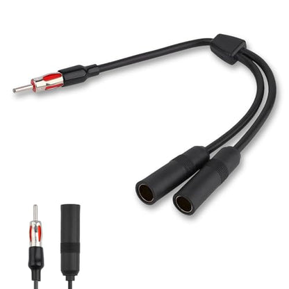 1 PC Car Radio & GPS Navigation System Antenna Connector, Y-Type 12V Plug-in Audio Antenna Splitter, Extension Cable (Black)