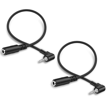J&D 2.5 mm Male to 1/8 inch 3.5 mm Female Stereo Audio Cable, 90 Degree Right Angle Headphone Cord Compatible with Radios, Headphones, Recorders, Cameras, 0.66 Feet