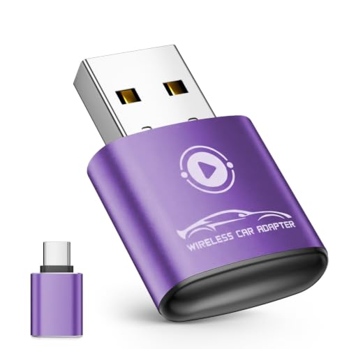 vnilrgle Wireless CarPlay Adapter for Apple iPhone 2026 Upgraded(Purple) - color: Purple