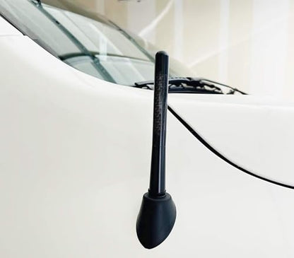 iJDMTOY Universal Fit 5-Inch 13mm Glossy Black Real Carbon Fiber Short Aluminum Antenna Topper Compatible with Car SUV Truck