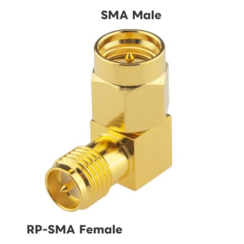 2-Pack Upgraded SMA 90 Degree Adapter Elbow SMA Male to RP-SMA Female Right Angle Connector DC-18GHz VSWR ≤1.15 RP-SMA RF Coax FPV Antenna Adapter for FPV Drone Wireless LAN Device - size: SMA Male to RP-SMA Female 90 Degree