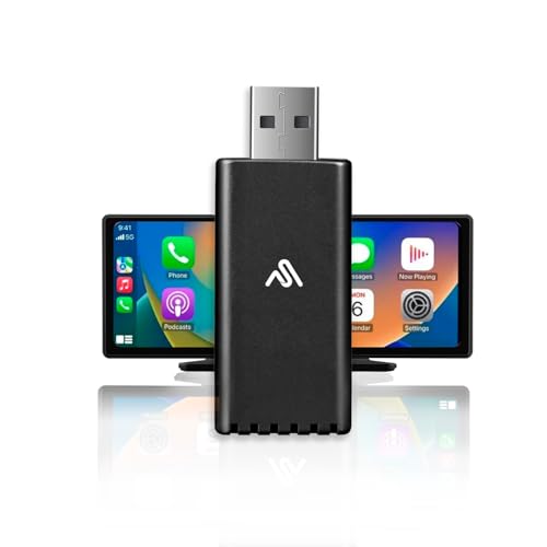 Wireless CarPlay Adapter - Fastest 5Ghz - AutoSky - Plug and Play - USB-C and USB-A Cables - Wired CarPlay Required - style: Mate finish