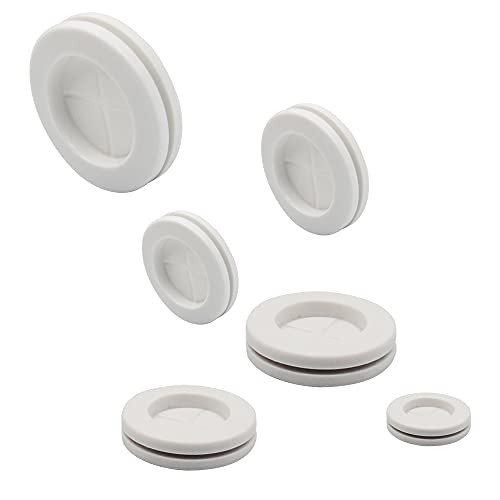 ISPINNER 52pcs 6 Sizes Rubber Grommet, Double Sided Round Rubber Hole Plug, Drill Hole 5/8" 13/16" 7/8" 1" 1-3/16" 1-1/2" (White) - color: White