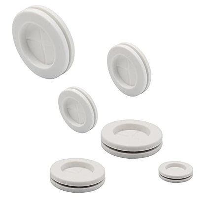 ISPINNER 52pcs 6 Sizes Rubber Grommet, Double Sided Round Rubber Hole Plug, Drill Hole 5/8" 13/16" 7/8" 1" 1-3/16" 1-1/2" (White) - color: White