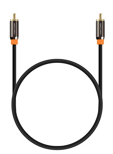 FosPower Digital Audio Coaxial Cable [24K Gold Plated Connectors] Premium S/PDIF RCA Male to RCA Male for Home Theater, HDTV, Subwoofer, Hi-Fi Systems - 3ft/2Pack | Digital audio coaxial S/PDIF cable featuring 24K gold-plated RCA male connectors for home