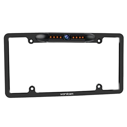 Wordcam License Plate Backup Camera, HD Front Rear View, Metal Frame Mount